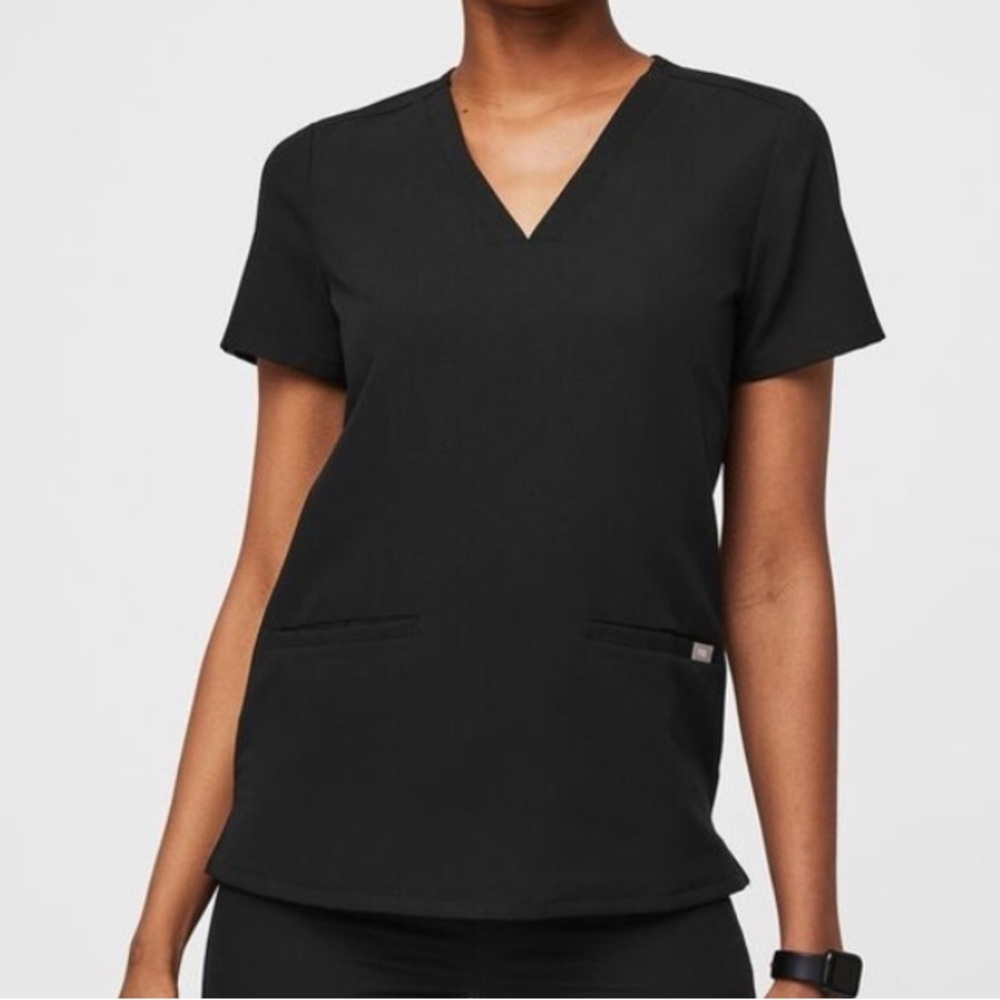 Figs Pocket Women’s Scrub Top Size XL Black Short Sleeve